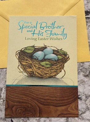 Feliz Pascua Hermano y su familia 🐣 Tarjeta de felicitación con sello de 5,5”x8” Foto 1 de 4