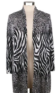 Chico's Size 0 Cardigan Midi Open Front Linen Blend Zebra Cheetah Small US 4 - Picture 1 of 6