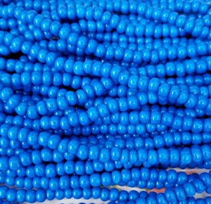 Czech Glass Seed Beads Size 6/0 " TERRA INTENSIVE CAPRI BLUE " Strands - Picture 1 of 4