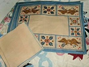 4 Vintage Mid Century Virginia Zito Tischsets Leinen mit Servietten ADLER patriotisch - Bild 1 von 2