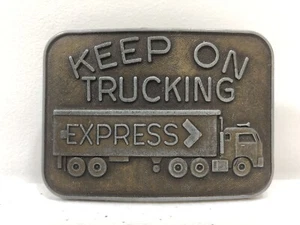 Hebilla de cinturón vintage Keep On Trucking Express color latón - Imagen 1 de 4