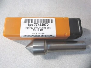 (331-008570) 3/4" x 1/2" Solid Carbide RH 1Fl Straight-Cylindrical Countersink - Picture 1 of 3