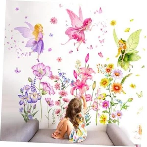 Flower Wall Decals Peel and Stick DIY Floral Wall Decals Removable Butterfly - Picture 1 of 7