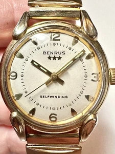 BENRUS Self Winding Vintage Star Mens Watch Caliber Model EG 13 Gold Filled RUNS - Picture 1 of 10