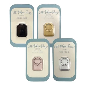 Cell Phone 360° Finger Ring Holder Stand 4 Pc Matte Black Pink Silver Gold RARE - Picture 1 of 12