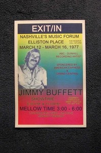 Jimmy Buffett Tour Poster 1977 Nashville Music Forum Ellisto