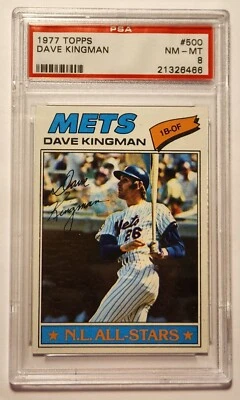 1977 Topps #500 Dave Kingman PSA 8 NM-MT,  New York Mets,  New Buy It Nows Daily - Image 1 of 2