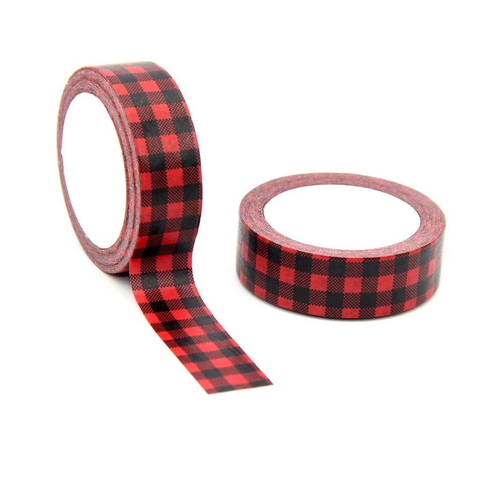 Red Buffalo Plaid Check Washi Tape Decorative Planner Papercraft Holiday Xmas - Image 1 of 1