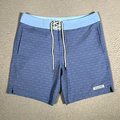 Pantalones Cortos Fair Harbor Para Hombres 32 Azul Onda Tabla Cordón Playa Surf Natación Logo Foto 1 de 4