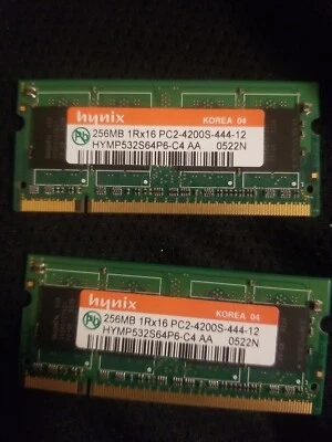 Hynix 512MB (2x256MB) PC2-4200 DDR2 533MHz Laptop Memory Ram (02) HYMP532S646-C4 - Image 1 of 2