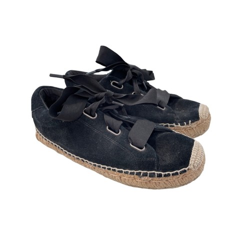 Sneaker UGG Brianna Espadrille Donna 9 Nero Pelle Pelle Lacciata Casual Travel