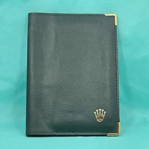 100% Authentic Vintage Rolex Green Leather Card Wallet Passport Holder - Picture 1 of 7