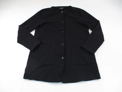 Chaqueta Abrigo Eileen Fisher Negra Mujer XS Botón Largo Foto 1 de 4