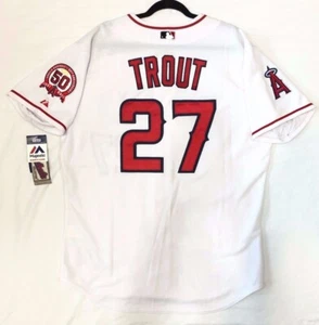 AUTHENTIC MAJESTIC, SIZE 52 2XL, LOS ANGELES ANGELS, WHITE, MIKE TROUT Jersey - Picture 1 of 4