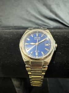 Citizen Eco-drive Blue Dial Ladies Watch 10 BAR Stainless Steel E011-S057451 - Picture 1 of 9