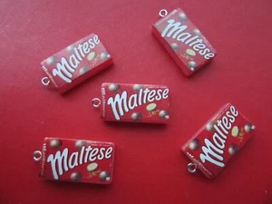 5 X MALTESERS CHOCOLATE CANDY CHARMS PENDANTS JEWELLERY MAKING SWEETS - Picture 1 of 2