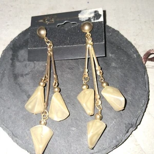 Pendientes colgantes vintage perforados dorado - Imagen 1 de 6