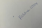 Hand signed white card of VICTORIA WOOD, TV, DINNER LADIES autograph