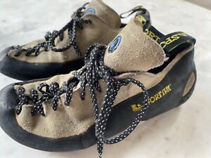 La Sportiva Wall Rock Climbing Shoes Us Size 9.5 Euro 41 UK 7.5 Black Tan