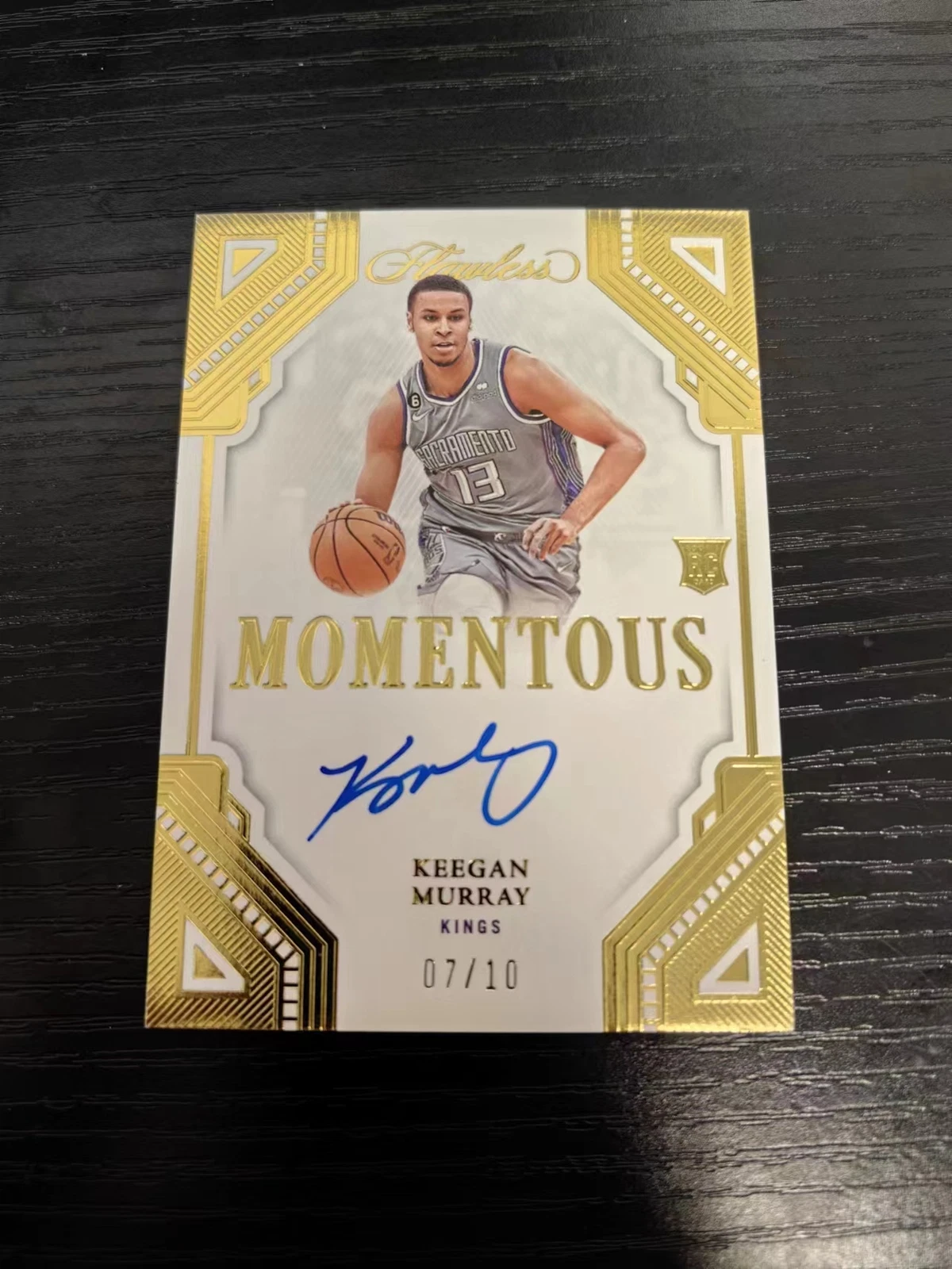 22-23 Panini Flawless RC Keegan Murray Momentous Autograph Gold 07/10 ZN