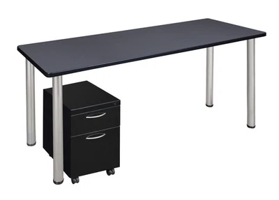 Regency Kee 60 x 24 pulgadas Mesa de escritorio de oficina con cajón de pedestal móvil Foto 1 de 4