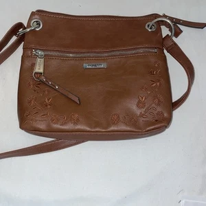 Rosetti Brown Handbag With Embroidery Flowers With Single Strap - Picture 1 of 10