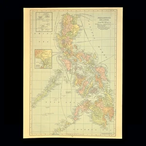 Vintage PHILIPPINES Map Philippine Islands Wall Art 1930s Original Decor Antique - Picture 1 of 9