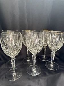 Set Of 6 Gorham Crystal Lady Anne Gold Rim Water Goblets Glasses 7 5/8" READ - Bild 1 von 8