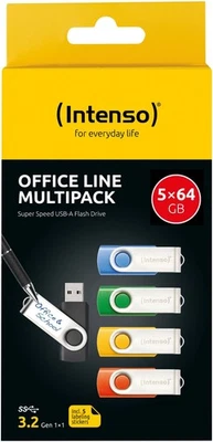 Intenso Office Line Multipack 5x 64GB USB 3.2 Gen. 1x1 USB-A Stick 64 GB bunt - Bild 1 von 4
