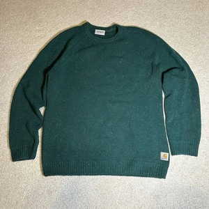 Carhartt Work In Progress Green Speckled Knit Preppy Anglistic Sweater Size L/XL - Picture 1 of 8