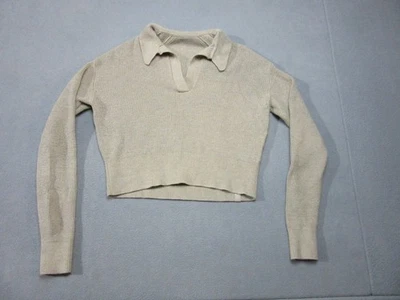 Suéter Lululemon Mujer Pequeño Beige Mezcla Lana Merino Cuello Acogedor Recortado Foto 1 de 4