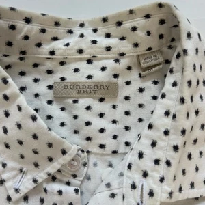 Camicia uomo Burberry Brit cotone e lino bianco nero manica lunga con bottoni M - Foto 1 di 8