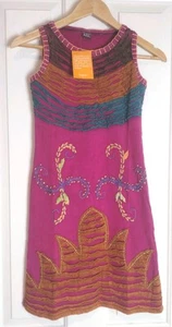 Damen besticktes Kantha Kleid Boho - Hippie - mehrfarbig Stretch NEU - Bild 1 von 4