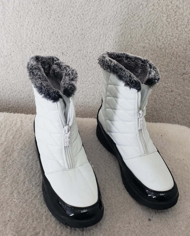 Сумки Esther ботинки женщин 9 М белый черный выстеганный искусственного меха зимний снег молнии теплый - Изображение 1 из 4