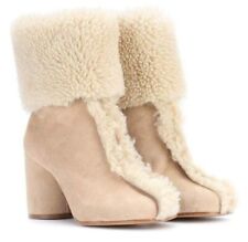 38 US 8 ❤️MAISON MARGIELA Beige Shearling Suede Leather Ankle Boots ITALY