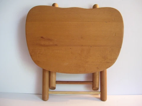 Vintage Nevco Fold' N Carry Wooden Stool 9 1/2” Tall Patented Yugoslavia Sturdy Cover