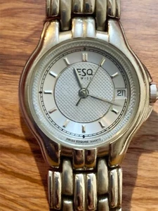 ESQ Swiss by Movado Damenuhr 27mm silberfarben Datum Edelstahl neue Batterie - Bild 1 von 9