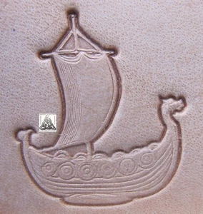 Viking War Ship Long Boat 1" Leather Stamp Tool - Picture 1 of 2
