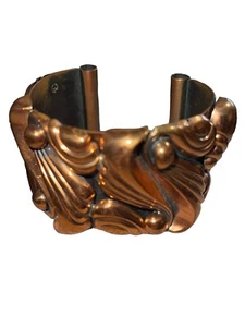 Vintage Cuff Bracelet Copper Art Nouveau 7-1/4” - Picture 1 of 7