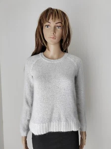 ❤️ Size S H&M white silver angora wool knitted classic pullover jumper 531 - Picture 1 of 7