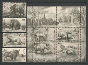 Moldova 2010 Animals Extinct Fauna 4 MNH stamps + Block - Picture 1 of 1