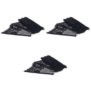 3 PCS Spitzenstoff Schwarz Meterware Schwarze Spitzenborduere - Bild 1 von 12