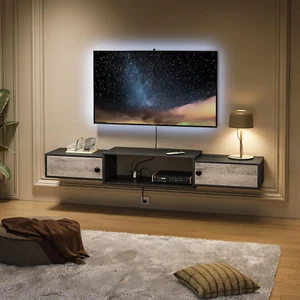 Floating TV Stand with Power Outlets 55", Modern Wall Mounted Media Console Shel - Picture 1 of 9