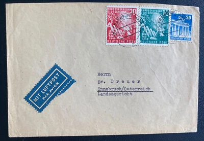1949 Frankfurt Germany Airmail  Cover To Innsbruck Austria Sc#665-6 Fair Issue - Image 1 of 2