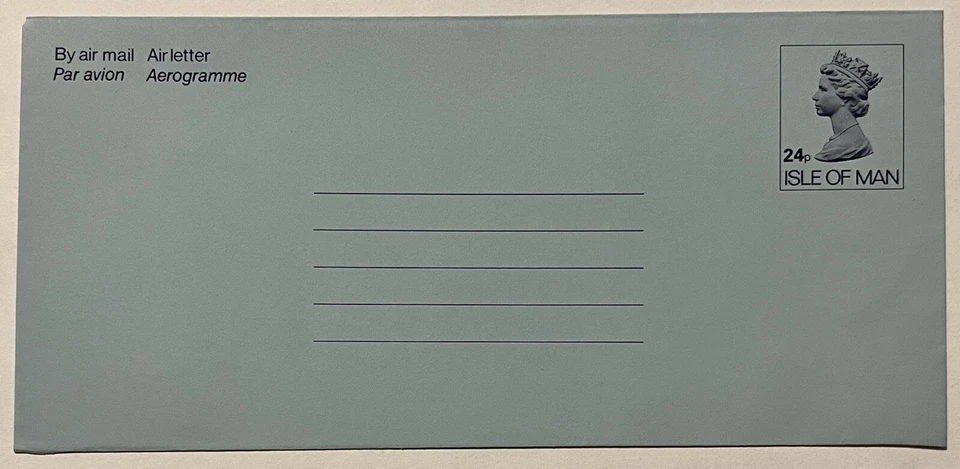 AEROGRAMA ISLA DE HOMBRE 24P COMO NUEVO SIN USAR REINA ISABEL II Foto 1 de 3