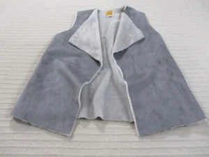 Ruby Rd Womens Vest Medium Gray Sleeveless Open Wrap Faux Suede Polyester Soft - Picture 1 of 10