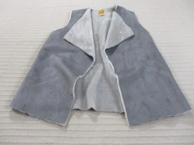 Ruby Rd Womens Vest Medium Gray Sleeveless Open Wrap Faux Suede Polyester Soft - Image 1 of 4