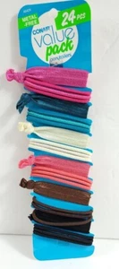 Conair 24 Value Pack Ponytailer Metal Free Ribbon Elastics Hair Ties Multicolor - Picture 1 of 3