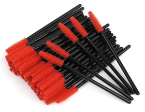 50 Pack Disposable Eyelash Mascara Brushes Wands Applicator Red - Picture 1 of 1
