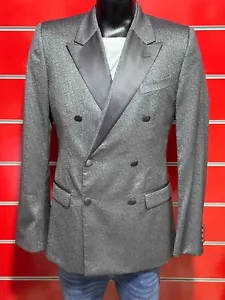 Dolce & Gabbana Man's Double Breasted Tuxedo Blazer Suit Jacket Gray Size 48 - Picture 1 of 12